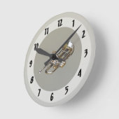 リュレでトランペット ラウンド壁時計 (傾斜)