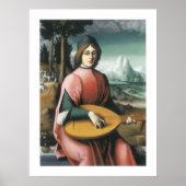 リュートのある若者のポートレート ポスター (正面)