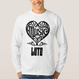 リュート愛好家のための優雅なスクロールハート Tシャツ