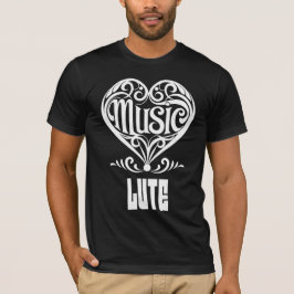 リュート愛好家のための優雅なスクロールハート Tシャツ