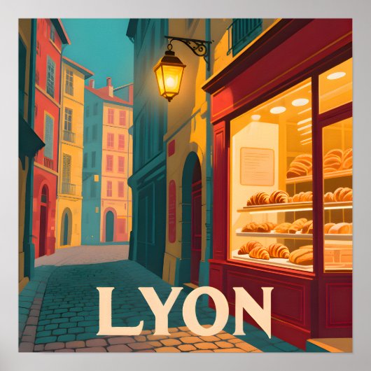 リヨンのレトロ : フランスの都市風景 ポスター (正面)