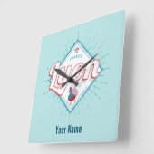 リヨンシティフランスレトロルースターヴィンテージ土産 スクエア壁時計 (傾斜)