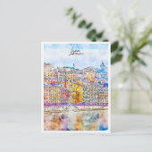 リヨンフランストラベルプレイスウォーターカラー ポストカード (スタンド正面)