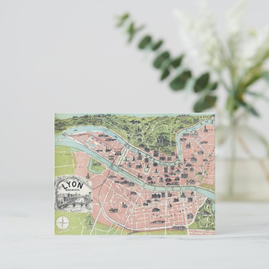 リヨンモニュメンタルマップガルニエフレアパリ1894 ポストカード (スタンド正面)