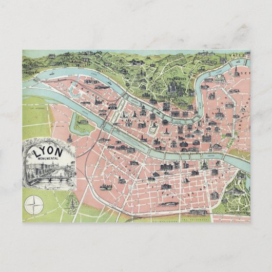 リヨンモニュメンタルマップガルニエフレアパリ1894 ポストカード (正面)