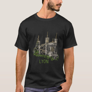 リヨンユニークフランス手描きアートギフトメンズ Tシャツ