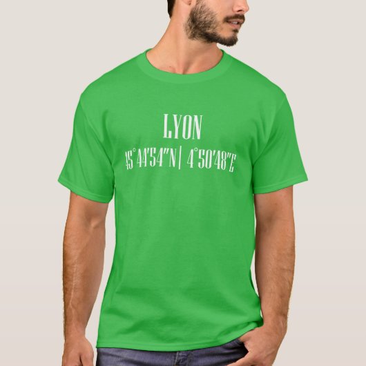 リヨン都市座標 おもしろTシャツ Tシャツ (正面)