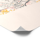 リヨン – フランスチョークシティの地図 ポスター (角)