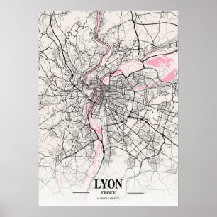 リヨン – フランスナポリタンシティマップ ポスター