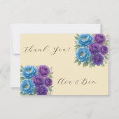 リヨン ブルー & フィグ パープル ローズ ブライダル シャワー サンキューカード (正面)