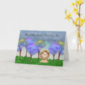 リヨン&マジカルツリーズ付き子供用誕生日 カード (黄色い花)