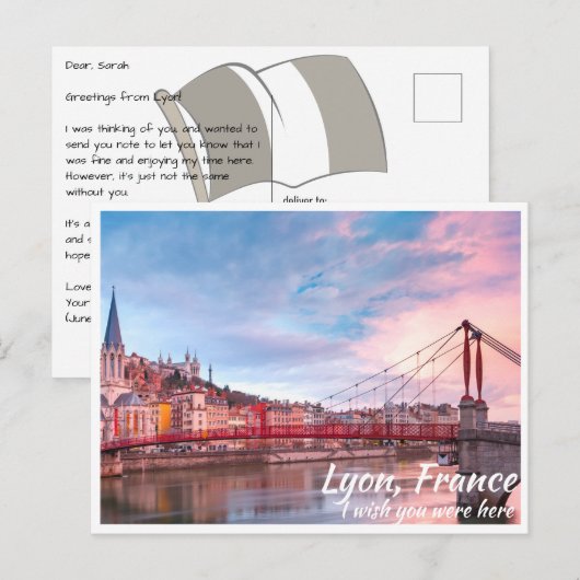 リヨンFranceブリッジポストカード ポストカード (正面/裏面)