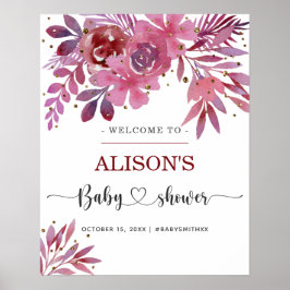 リラと金ゴールド紙吹雪ベビーシャワー歓迎サイン ポスター