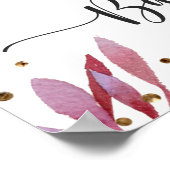 リラと金ゴールド紙吹雪ベビーシャワー歓迎サイン ポスター (角)