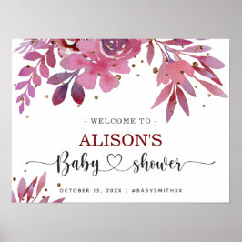 リラと金ゴールド紙吹雪ベビーシャワー歓迎サイン ポスター