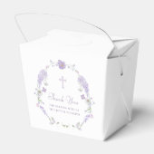 リラのライラックの花輪の洗礼テイクアウト フェイバーボックス (裏面サイド)