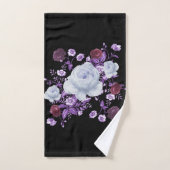 リラの花、黒背景 バスタオルセット (ハンドタオル)