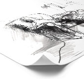 リラクゼーションのビンテージスケッチ: 穏やかな音楽のひととき ポスター (角)