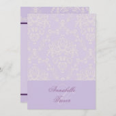 リラックとアイボリーのクリームレース、カスタムウェディング 招待状 (正面/裏面)