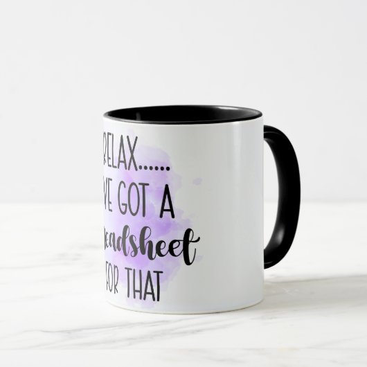 リラックスおもしろい表計算得ソフトがある マグカップ (正面右)