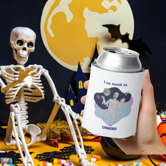 リラックスが必要なミイラのハロウィンデザイン 缶クーラー