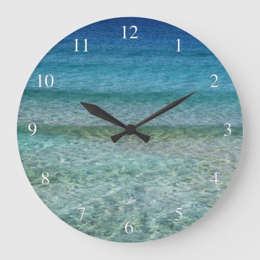 リラックスさせるで穏やかな海洋波小さい数 ラージ壁時計 (正面)