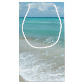 リラックスさせるで青いビーチの海の景色の自然場面 スモールペーパーバッグ (裏面)