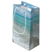 リラックスさせるで青いビーチの海の景色の自然場面 スモールペーパーバッグ (裏面アングル)