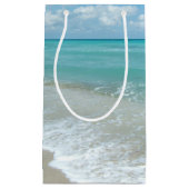 リラックスさせるで青いビーチの海の景色の自然場面 スモールペーパーバッグ (正面)