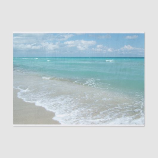 リラックスさせるで青いビーチの海の景色の自然場面 薄葉紙 (正面)