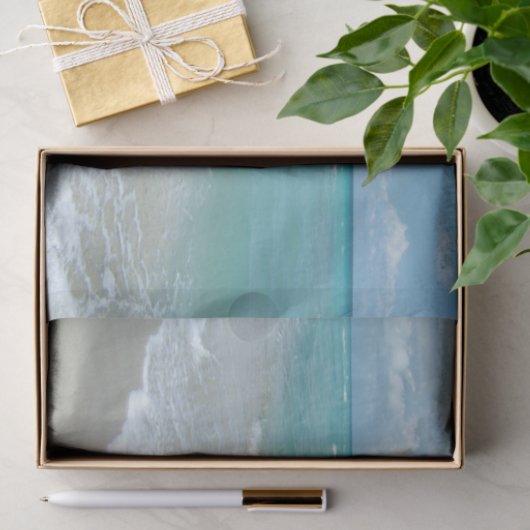 リラックスさせるで青いビーチの海の景色の自然場面 薄葉紙 (ギフト)