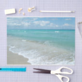 リラックスさせるで青いビーチの海の景色の自然場面 薄葉紙 (クラフト)