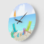 リラックスさせるなビーチの円形の柱時計 ラージ壁時計 (傾斜)