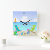 リラックスさせるなビーチの正方形の柱時計 スクエア壁時計 (ホーム)