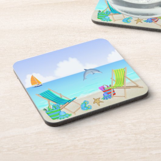 リラックスさせるなビーチの飲み物のコースターは(6)を置きました コースター (左側)