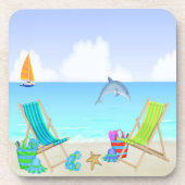 リラックスさせるなビーチの飲み物のコースターは(6)を置きました コースター (正面)