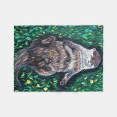 リラックスしたカワウソの絵 フリースブランケット (正面(横))