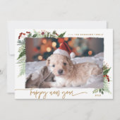 リラックスしたグリーン ゴールド ドライブラシ効果 お正月 シーズンカード (正面)