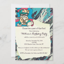 リラックスしたストリートレトロねこ | 面白い 招待状