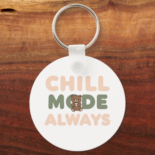 リラックスしたナマケモノの"Chill Mode Always" キーホルダー (正面)