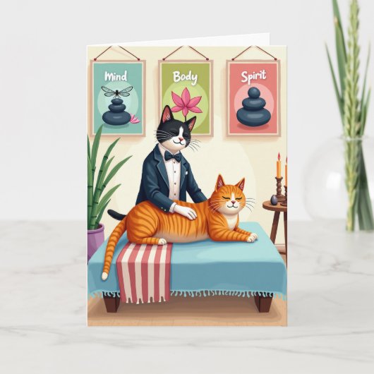 リラックスしたネコの誕生日カード カード (正面)