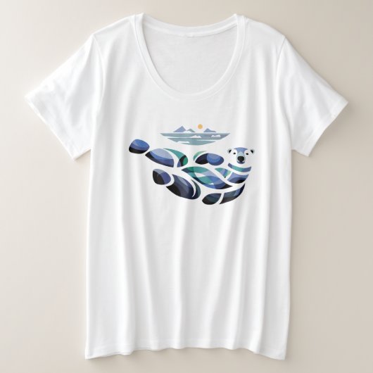 リラックスしたホッキョクグマ プラスサイズTシャツ (デザイン正面)