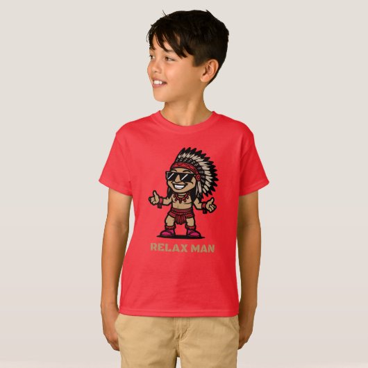 リラックスした男性の漫画 Tシャツ (正面フル)