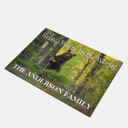 リラックスして下さい。あなたは森のパーソナライズなドア・マットで ドアマット (アングル)