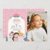 リラックスしようスパの誕生日パーティーのマニキュア写真 招待状 (正面/裏面)