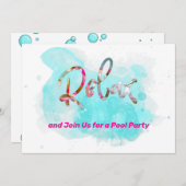 リラックスしよう！ プールパーティーにご招待 - オーダーメイド 招待状 (正面/裏面)