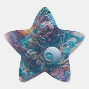 リラックスと深いを吸う – AI Artフローラ 星シール