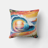 リラックスのビーチインスパイア鮮やかビーチ波 クッション (裏面)