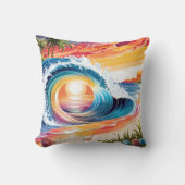 リラックスのビーチインスパイア鮮やかビーチ波 クッション (正面)