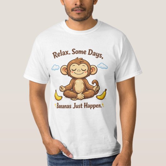 リラックスの日にはバナナが起こるだけモンキー Tシャツ (正面)